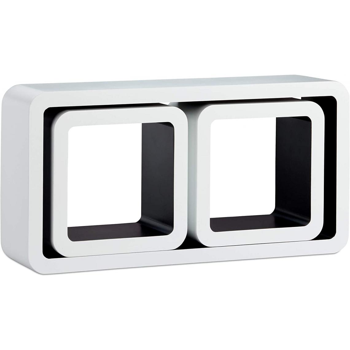 Helloshop26 - Set de 3 étagères tablettes flottantes rectangle et carré blanc et noir 13_0002495 - Etagères