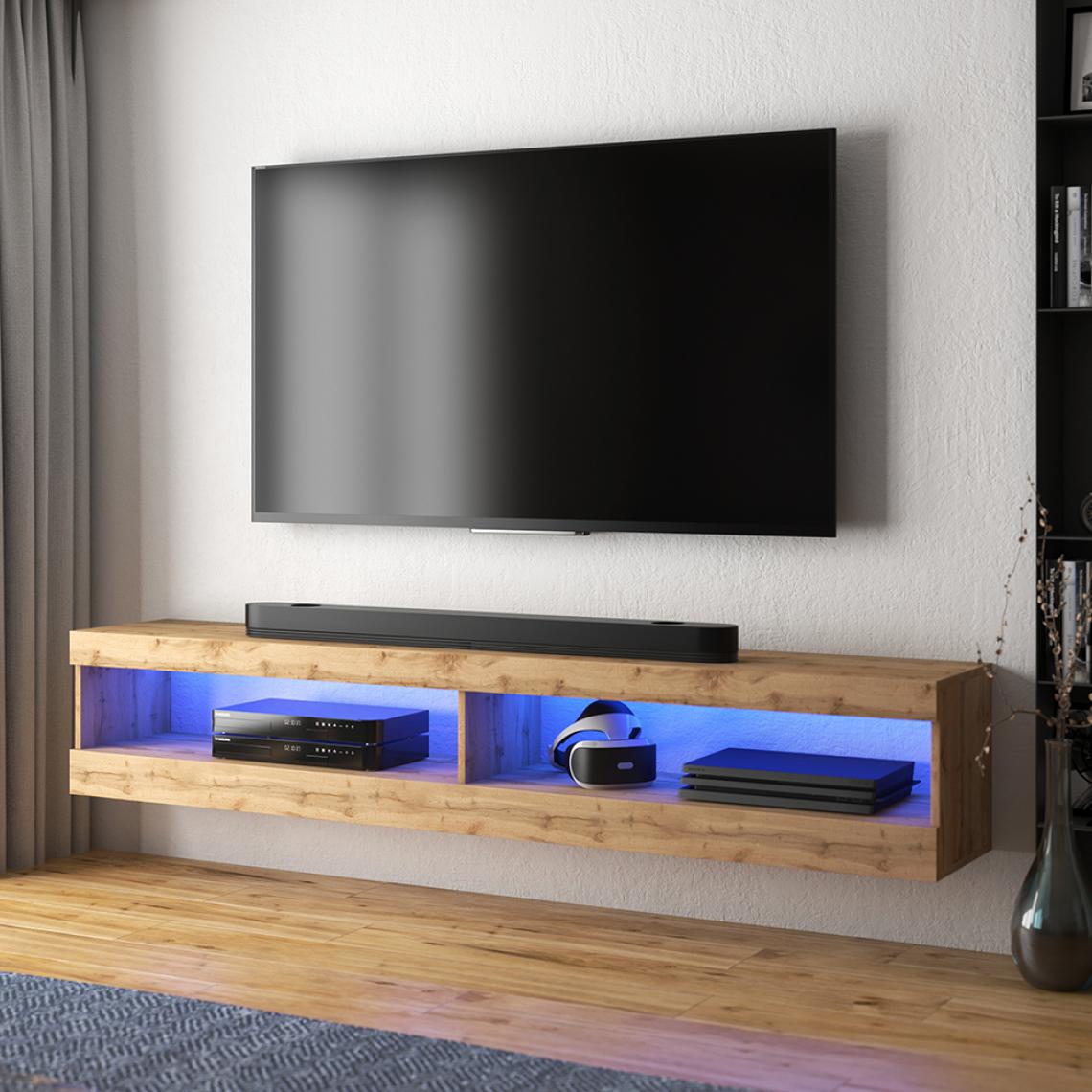 Selsey - Meuble tv - VIANSOLA - 140 cm - chêne lancaster - éclairage LED - Meubles TV, Hi-Fi