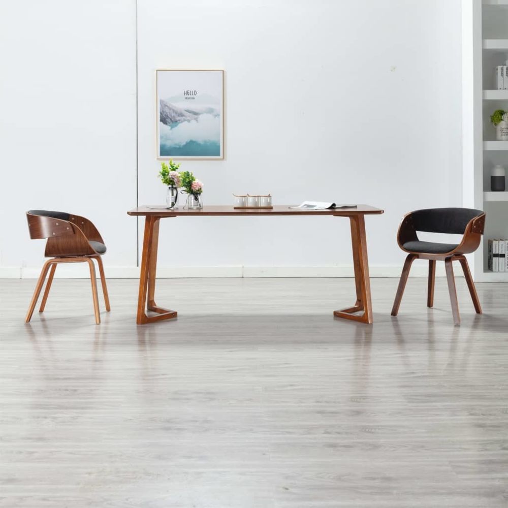 marque generique - Distingué Fauteuils et chaises gamme Vienne Chaises de salle à manger 2 pcs Gris Bois courbé et tissu - Chaises