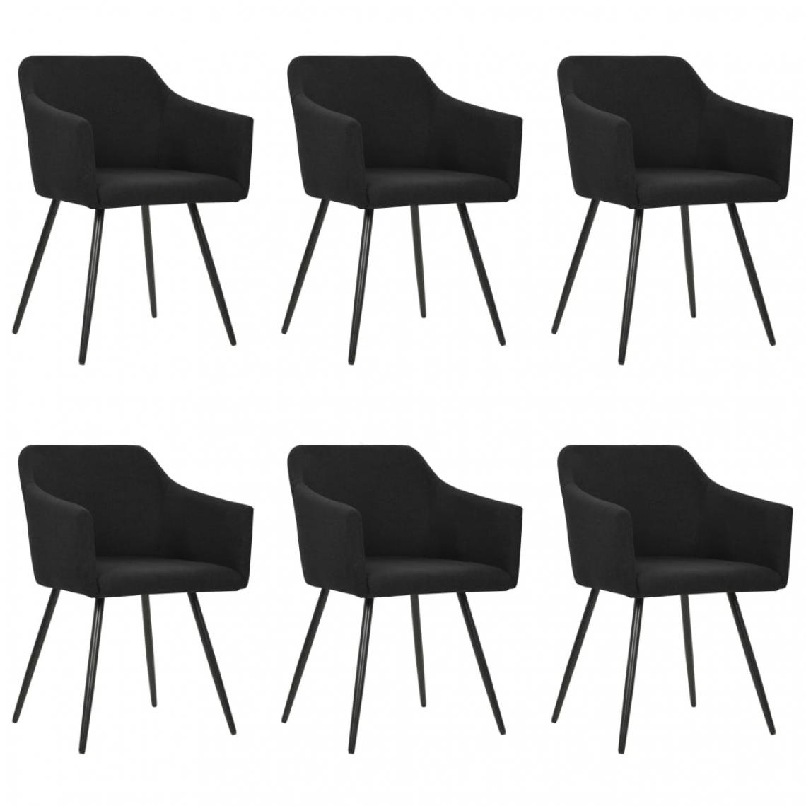 Icaverne - Chic Fauteuils et chaises Tbilissi Chaises de salle à manger 6 pcs Noir Tissu - Chaises