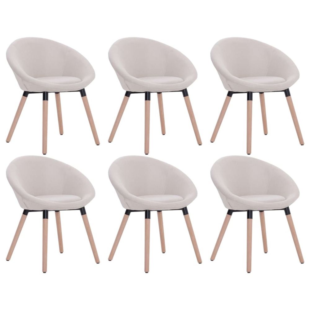 marque generique - Icaverne - Chaises de cuisine & de salle à manger gamme 6 pcs Chaise de salle à manger Crème Tissu - Chaises