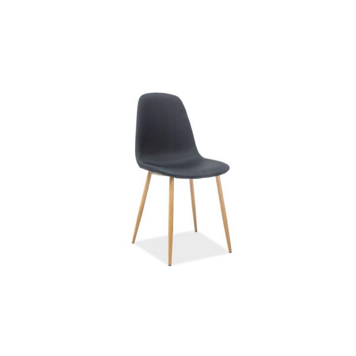 Hucoco - FRANZI | Chaise style scandinave avec base en métal | Salle à mager Salon Bureau | 86x44x39 cm | Tissu haute qualité - Noir - Chaises