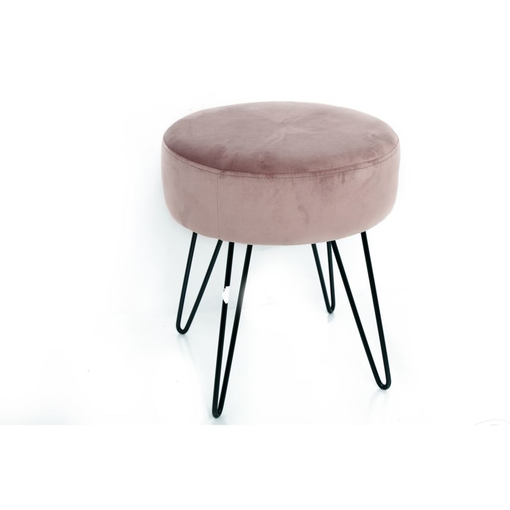 Heart Of The Home - Tabouret en velours Isio - Diam. 35 x H. 40 cm - Rose - Tabourets