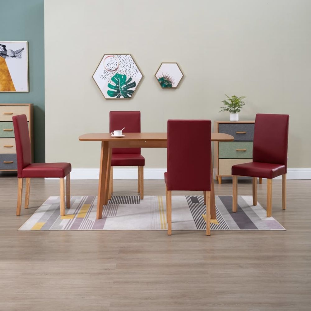 marque generique - Moderne Fauteuils et chaises serie La Havane 4 pcs Chaises de salle à manger Rouge Similicuir - Chaises