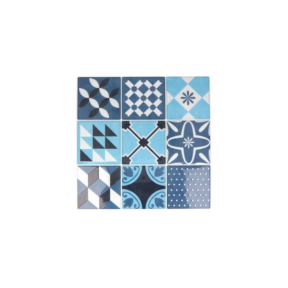 Artemio - 18 stickers carreaux de ciment Mosaïque azulejos 8 x 8 cm - Bleu lagon - Décorations de Noël