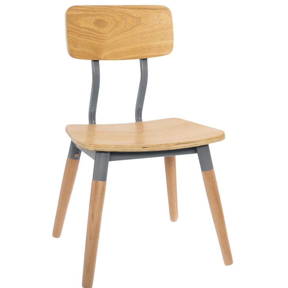 Pegane - Chaise enfant en bois avec des pieds coloris gris foncé - L.30,5 x l.28 x H.53 cm -PEGANE- - Chaises