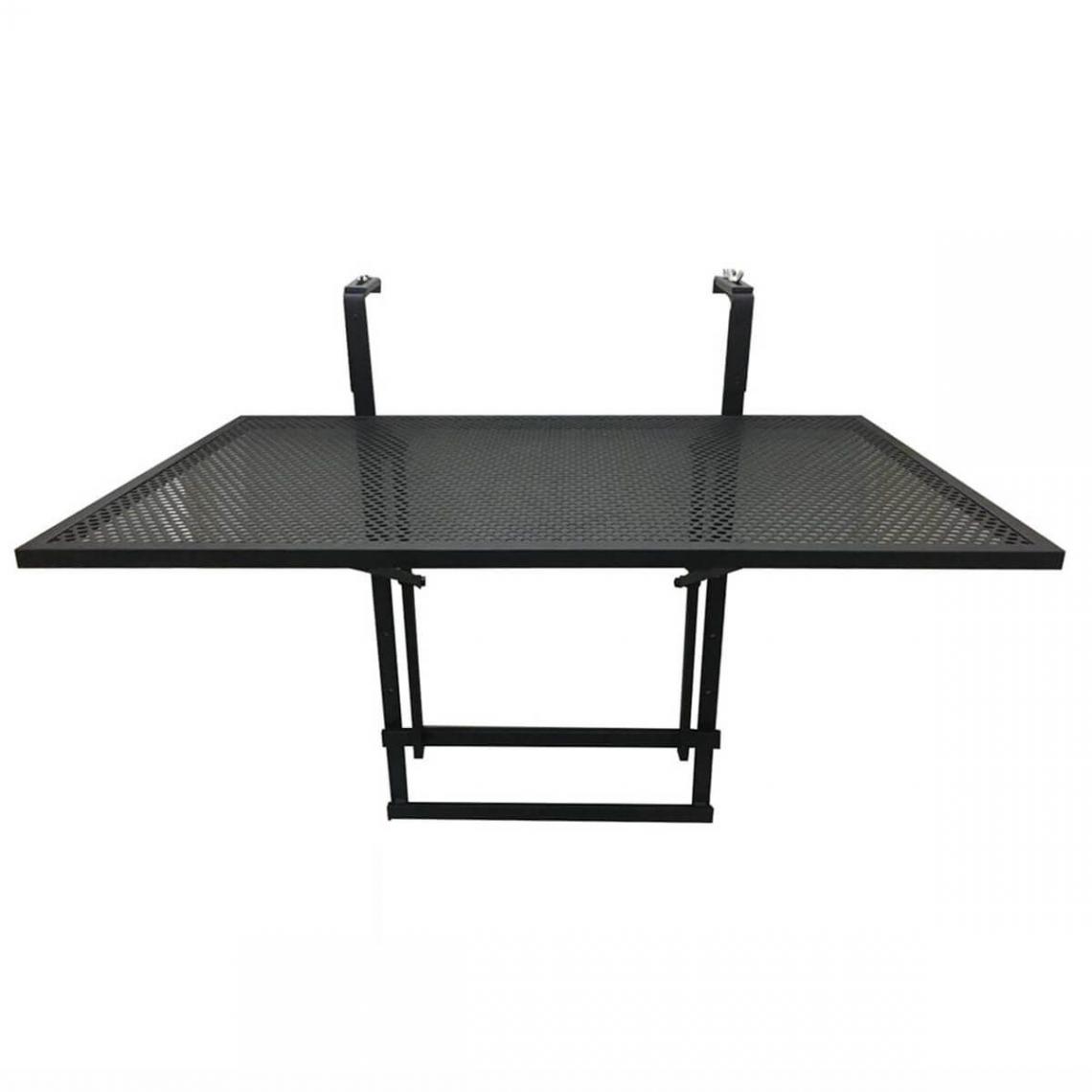 Altobuy - ALINDA - Table de Balcon Pliable Noire Rectangulaire - Tables à manger