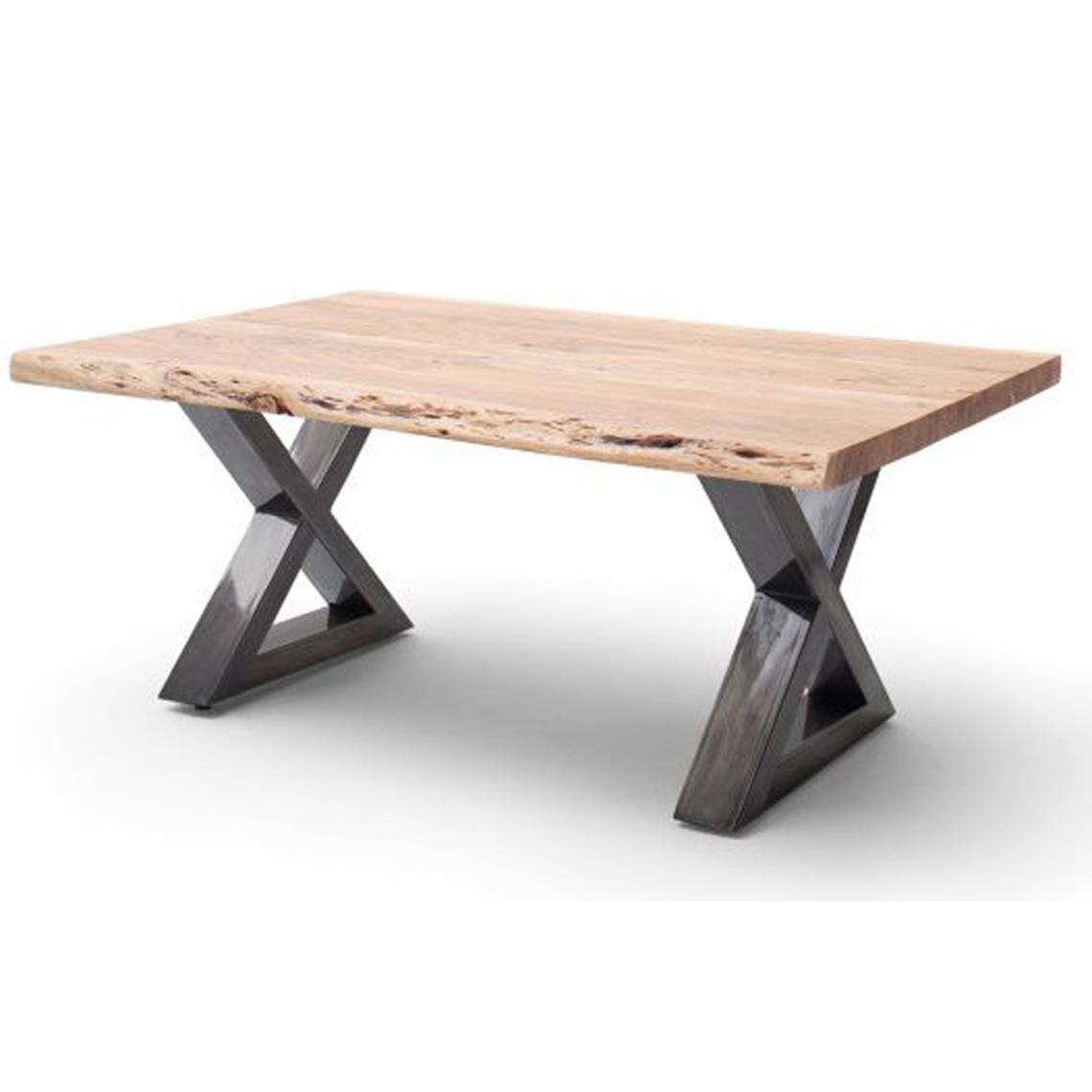 Pegane - Table basse en bois d'acacia massif naturel / acier antique - L.110 x H.45 x P.70 cm - Tables basses
