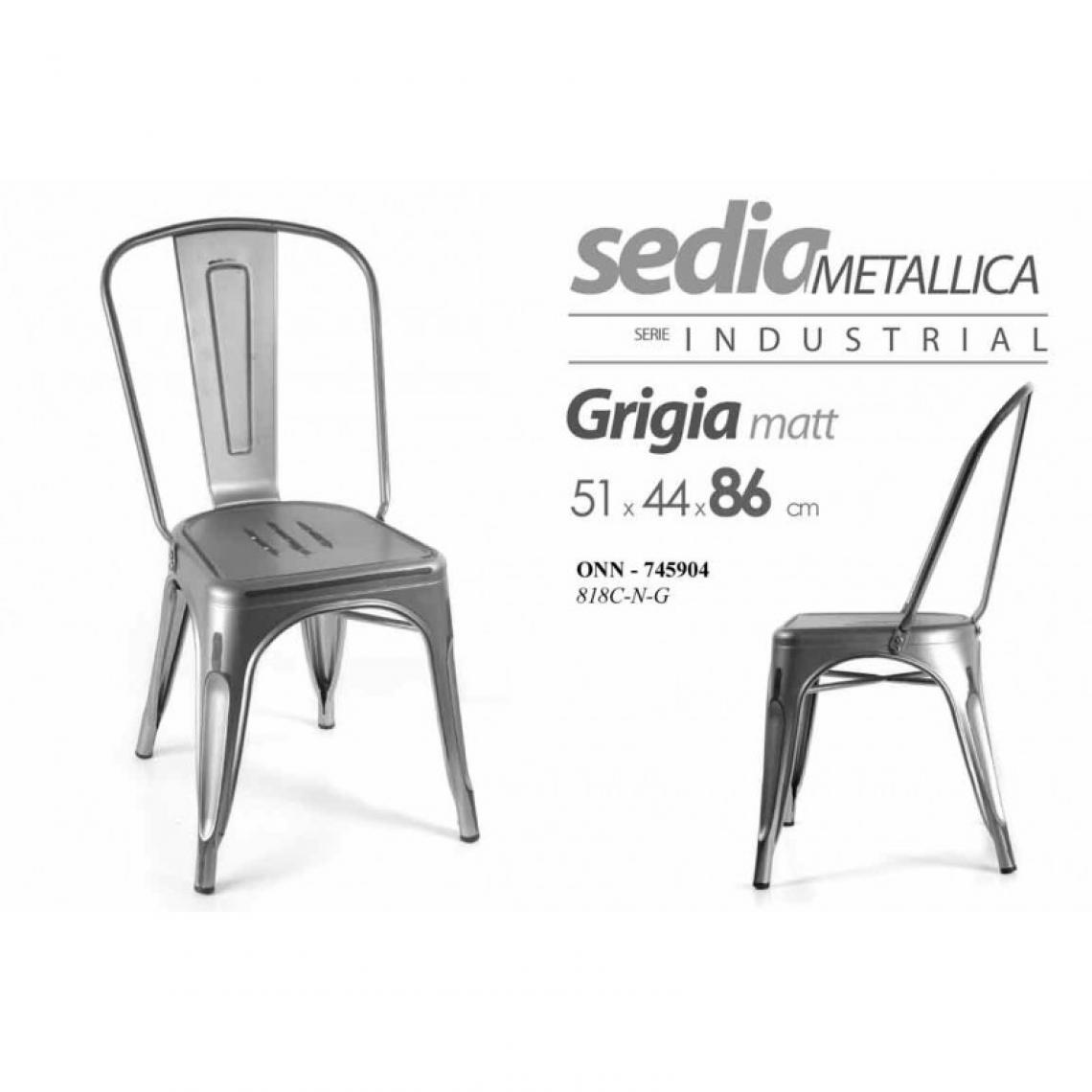 Webmarketpoint - Chaise industrielle grise en métal style urbain cm 51 x 44 x 86 h - Chaises