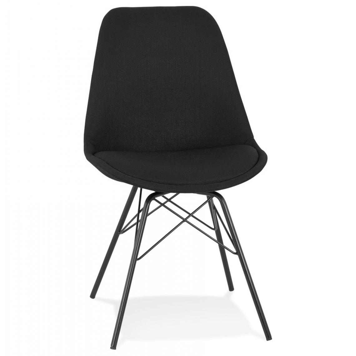 Alterego - Chaise design 'INDIA' en tissu noir et pieds en métal noir - Chaises