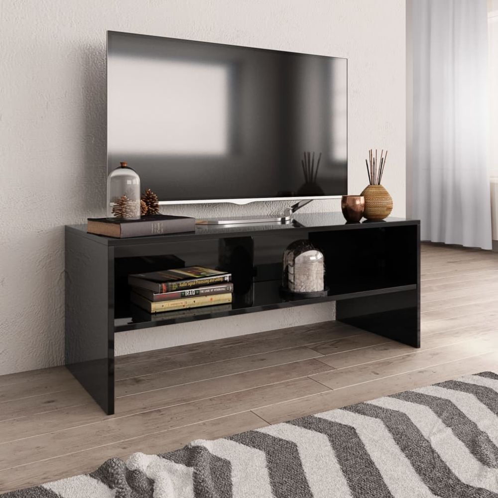 Uco - UCO Meuble TV Noir brillant 100 x 40 x 40 cm Aggloméré - Meubles TV, Hi-Fi