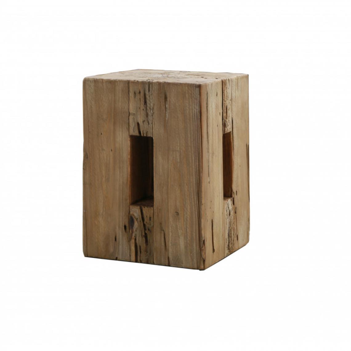 Meubletmoi - Tabouret cube bois pin recyclé - CHALET - Tabourets