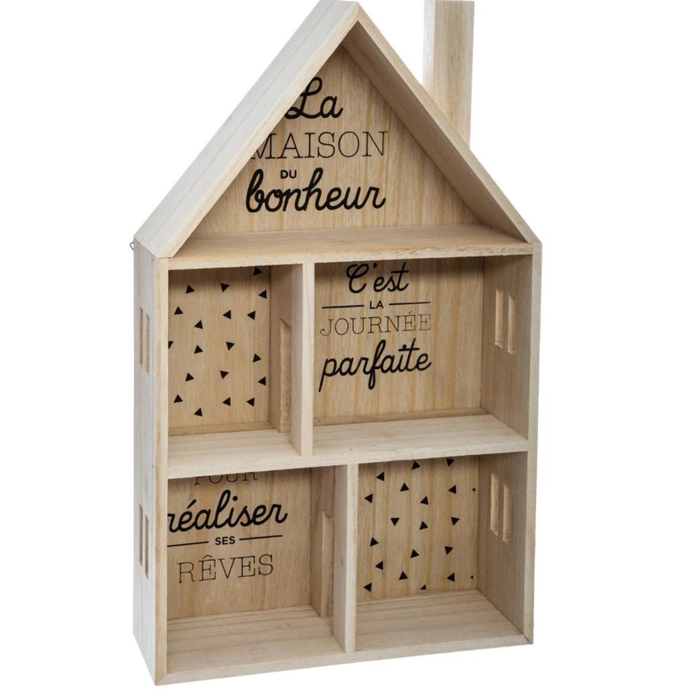 Pegane - Étagère enfant forme maison en bois - L.28 x l.10 x H.47 cm -PEGANE- - Etagères
