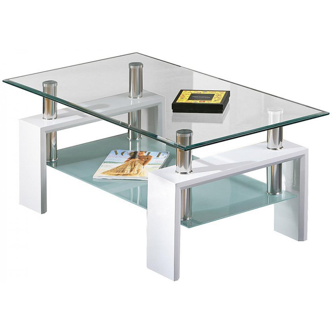 Pegane - Table basse Blanc en métal, Dim : 100 x 60 x 45 cm - Tables basses