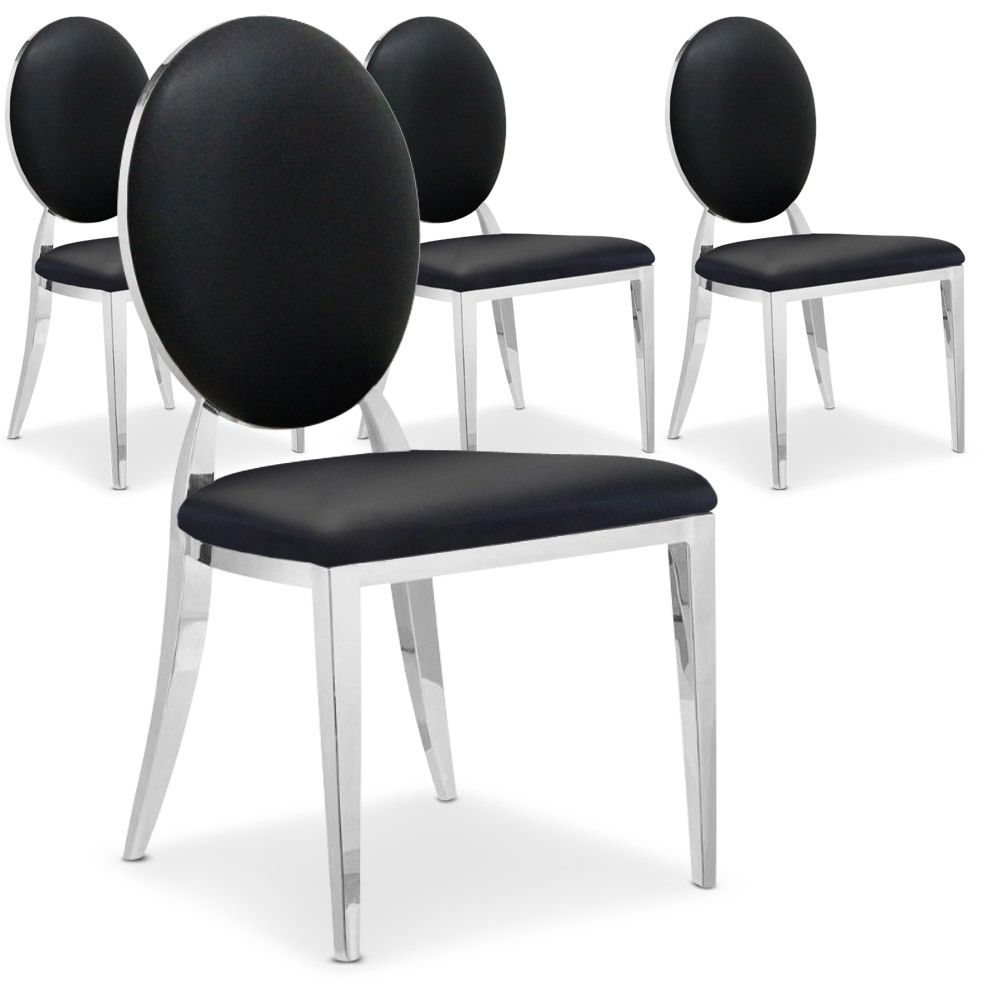 MENZZO - Lot de 4 chaises médaillon Sofia Noir - Chaises