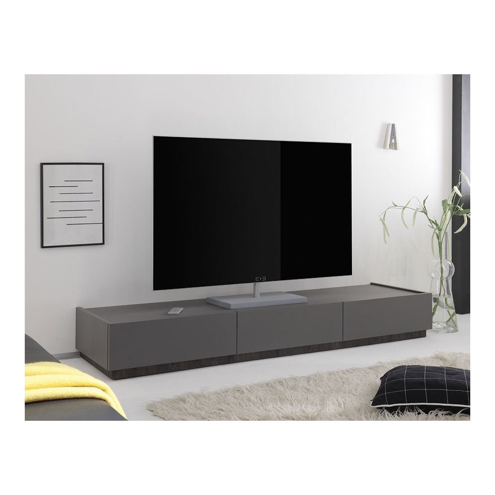 Kasalinea - Banc TV gris ou blanc 3 tiroirs STANISLAS 3 - Meubles TV, Hi-Fi