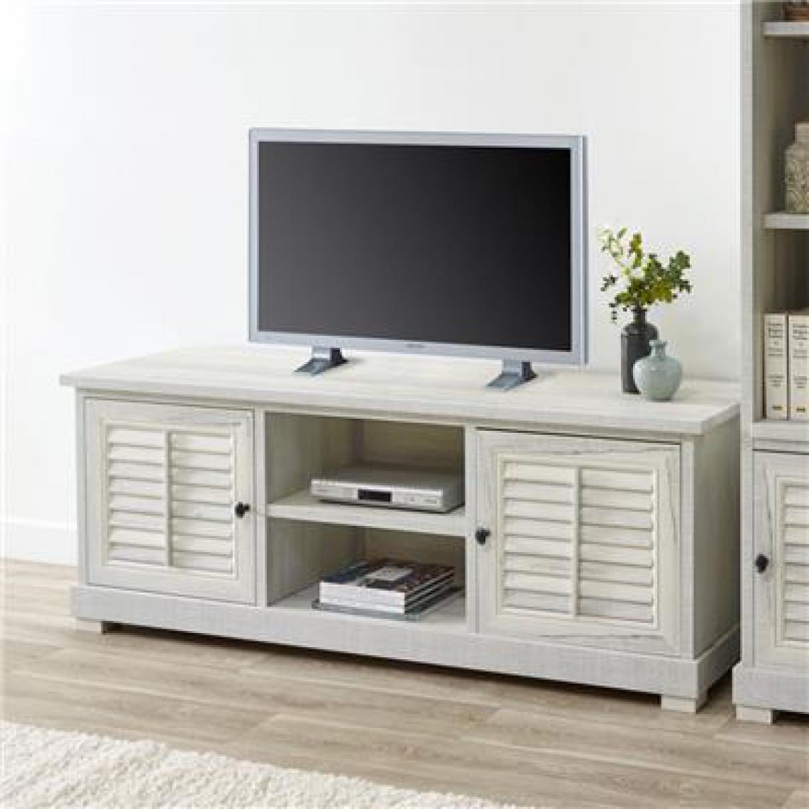 Kasalinea - Meuble tv contemporain couleur bois blanc AURELIA-L 190,8 x P 50 x H 59,7 cm- Beige - Meubles TV, Hi-Fi