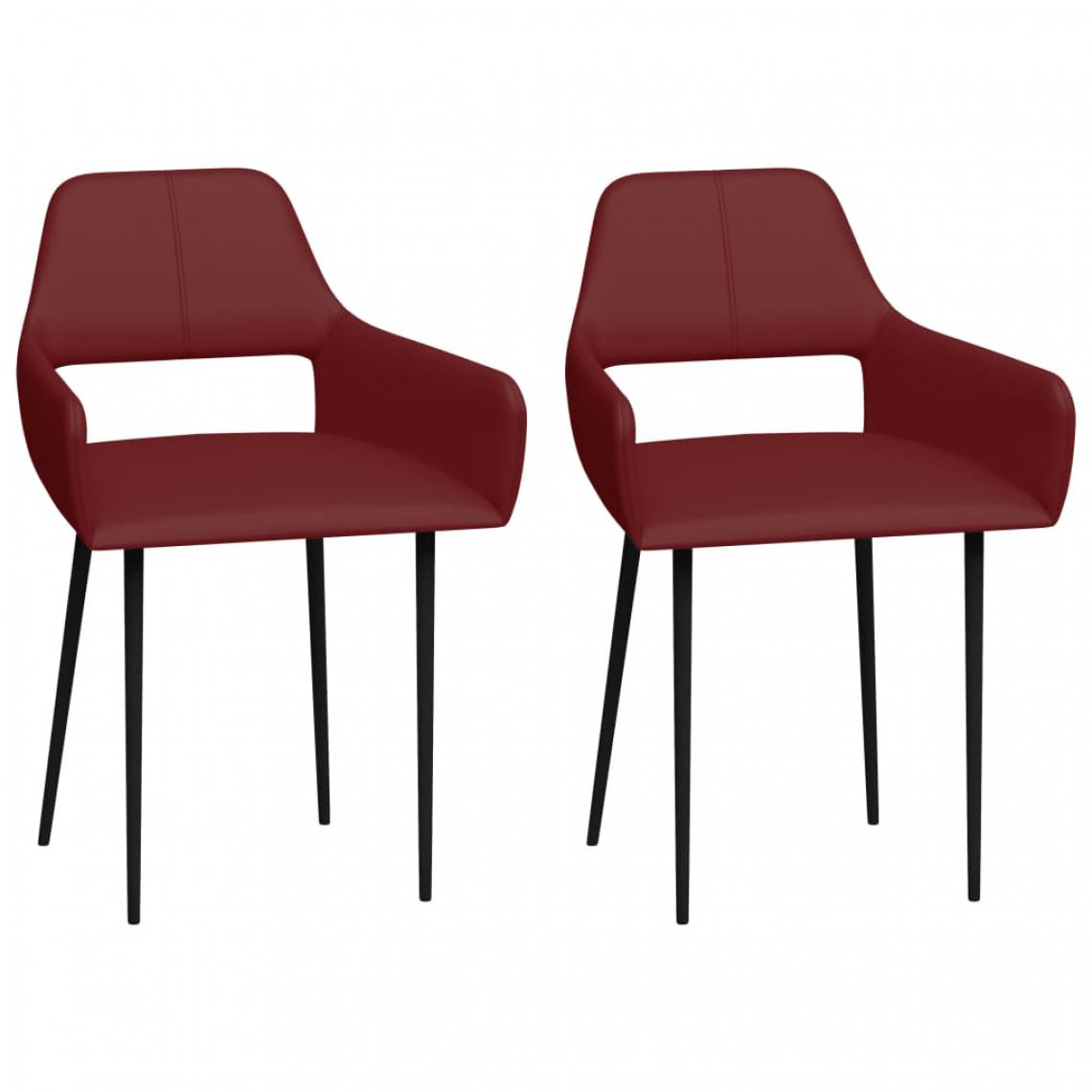Icaverne - Contemporain Fauteuils et chaises gamme Belgrade Chaises de salle à manger 2 pcs Rouge bordeaux Similicuir - Chaises