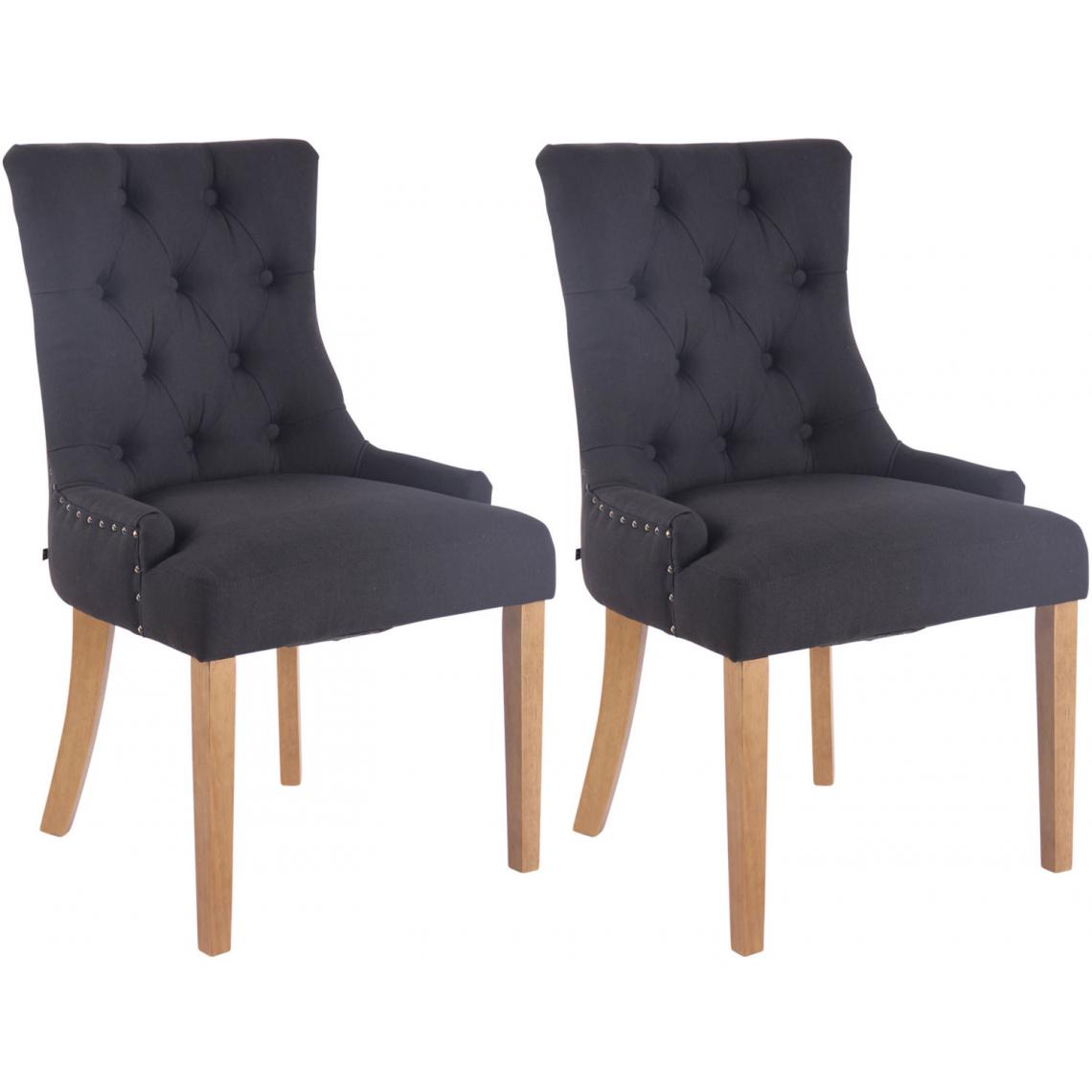 Icaverne - Stylé Lot de 2 chaises de salle à manger tissu Athènes antique-clair couleur noir - Chaises