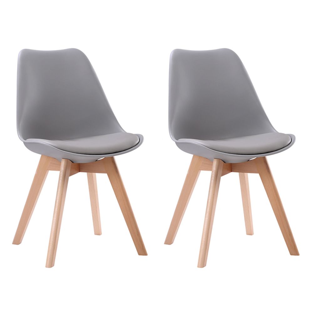 Happy Garden - Lot de 2 chaises scandinaves NORA grises avec coussin - Chaises