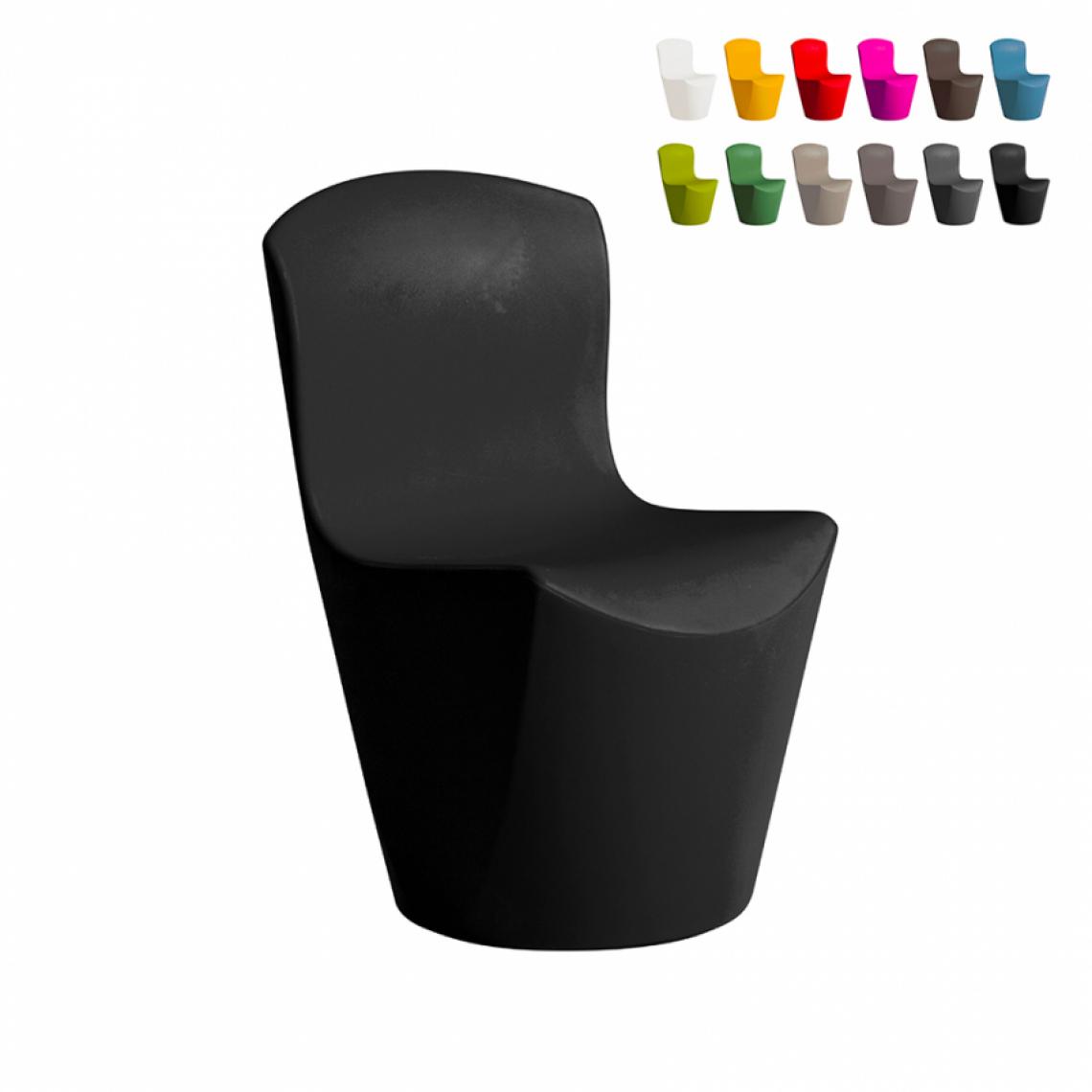 Slide - Chaise design moderne Slide Zoe pour bar restaurant cuisine et jardin, Couleur: Noir - Chaises