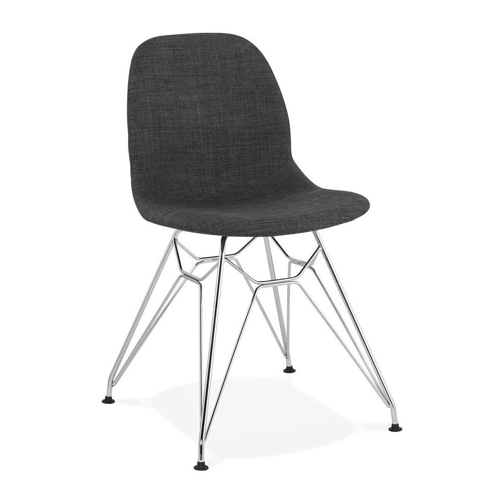Alterego - Chaise design 'DECLIK' gris foncé avec pieds en métal chromé - Chaises