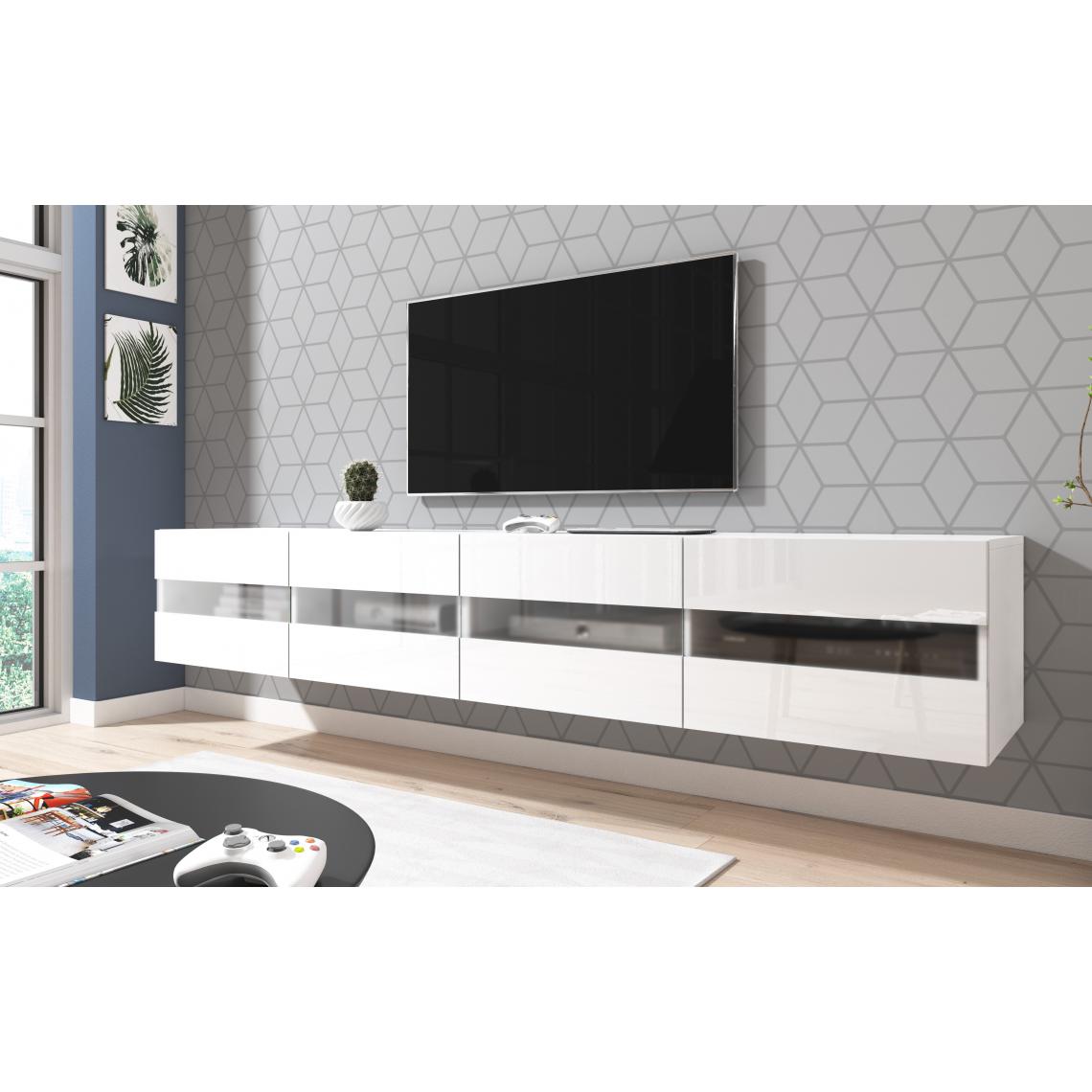 3xeliving - Moderne et fonctionnel RTV Murey Blanc 200 cm - Meubles TV, Hi-Fi