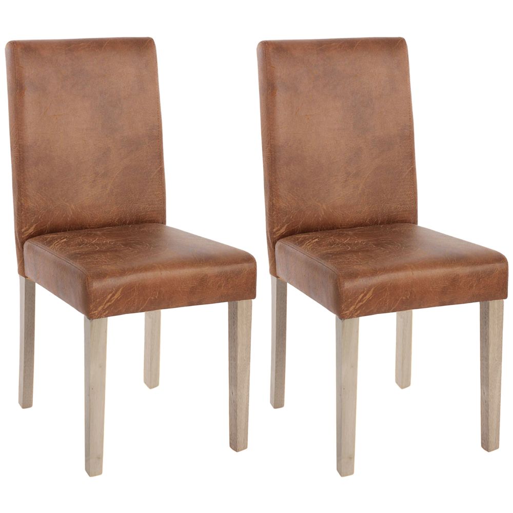Mendler - Lot de 2 chaises de séjour Littau, fauteuil ~ tissu, aspect daim, aspect chaîne des pieds - Chaises