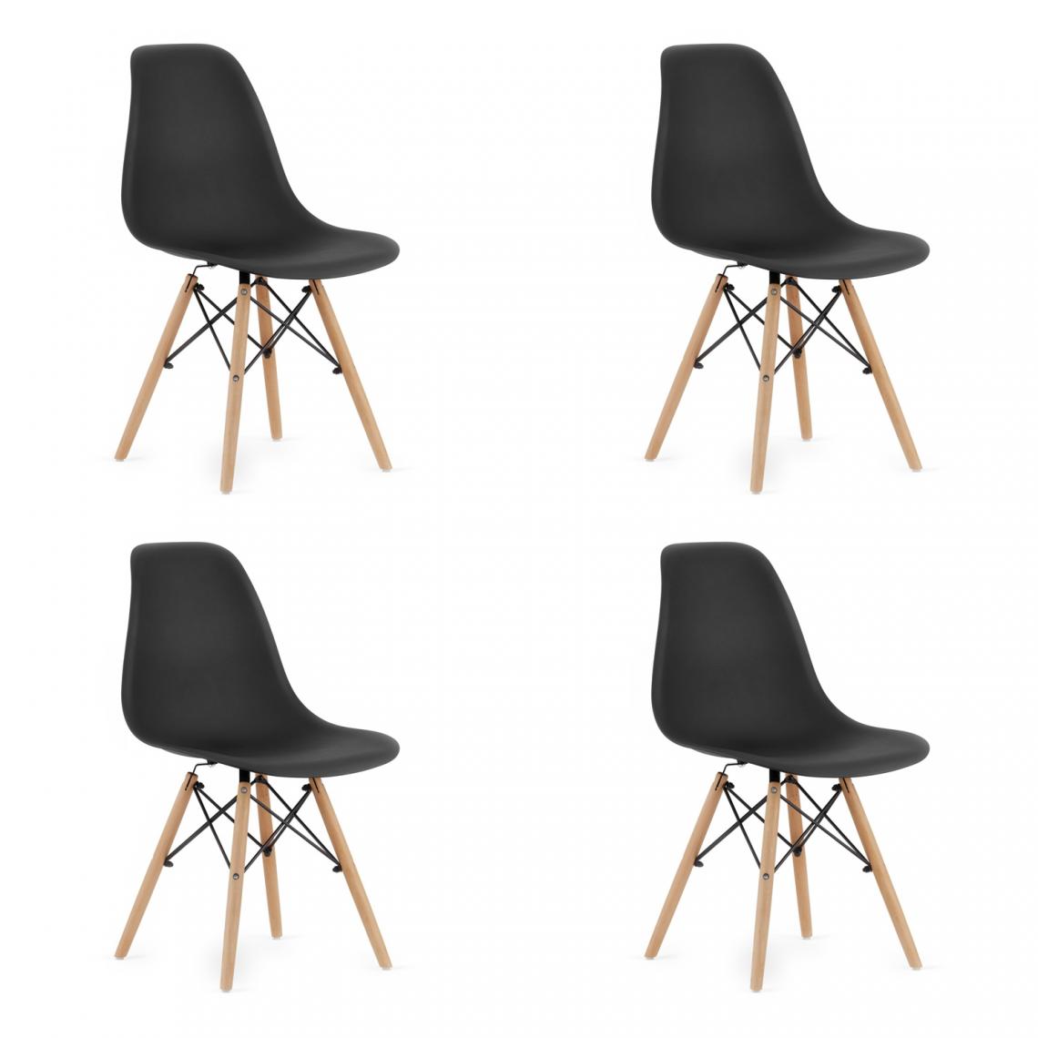 Hucoco - OSATA - Lot de 4 chaises en PP style moderne salon/cuisine - 81x54x46cm - Chaise de salle à manger - Noir - Chaises