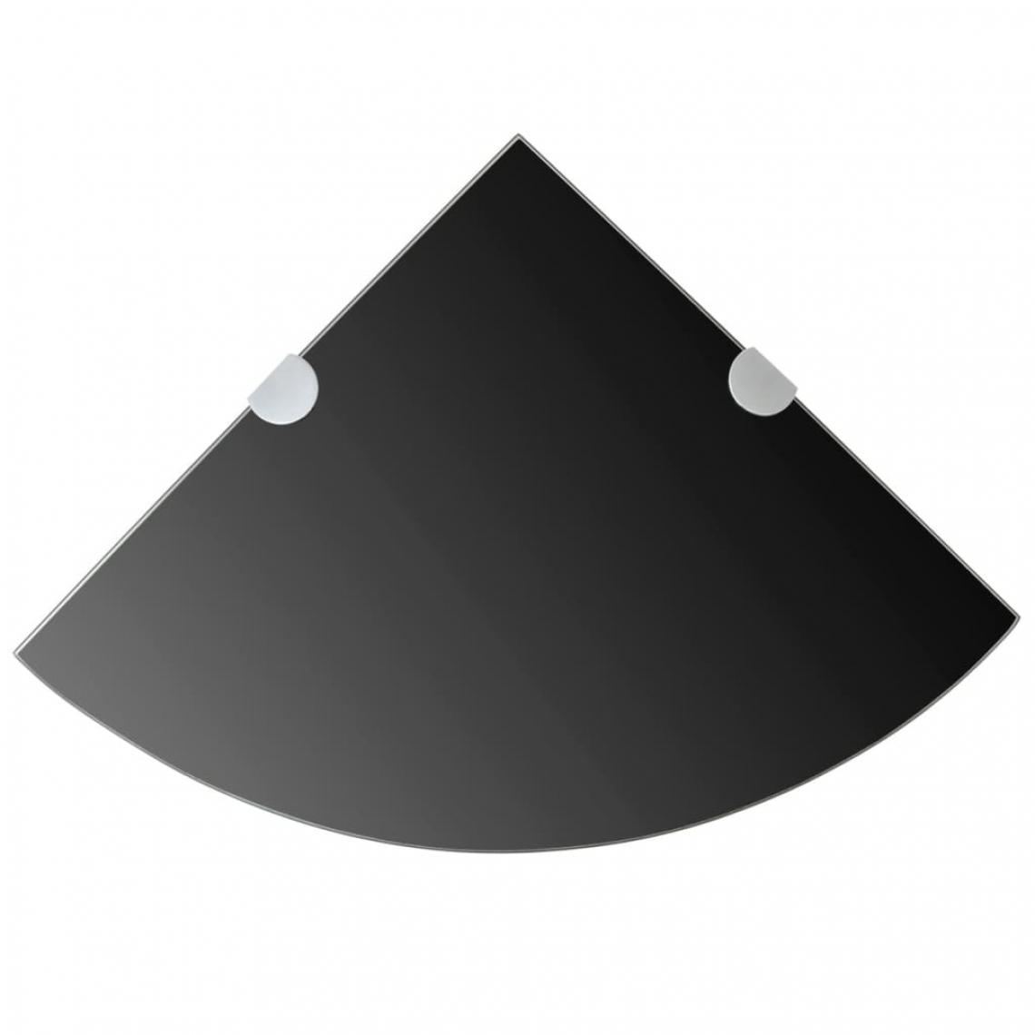 Chunhelife - Étagères d'angle 2 pcs et supports chromés Verre Noir 25x25 cm - Etagères