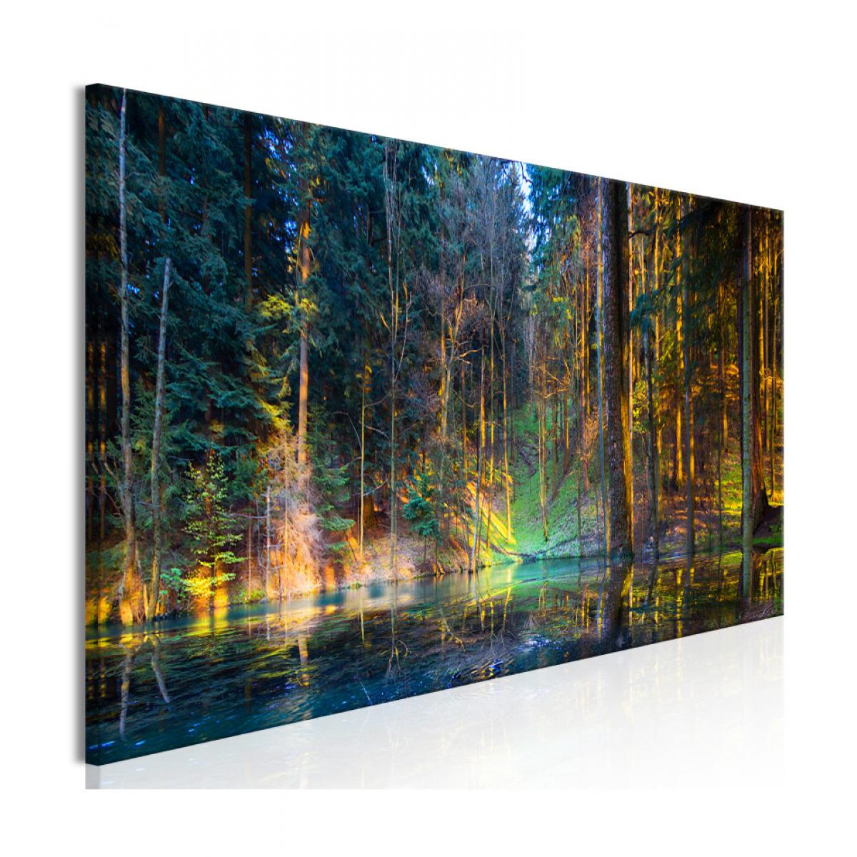 Artgeist - Tableau - Pond in the Forest (1 Part) Narrow 135x45 - Tableaux, peintures