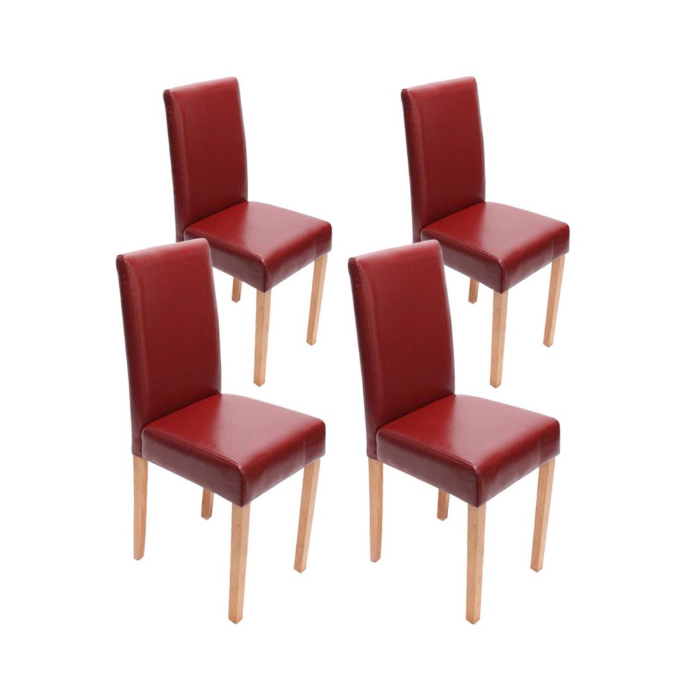 Mendler - Lot de 4 chaises de séjour Littau, cuir reconstitué, rouge, pieds clairs - Chaises