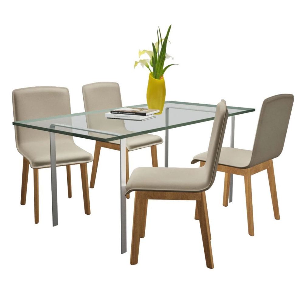 marque generique - Icaverne - Chaises de cuisine et de salle à manger collection Chaise de salle à manger 4 pcs avec cadre en chêne Tissu Beige - Chaises