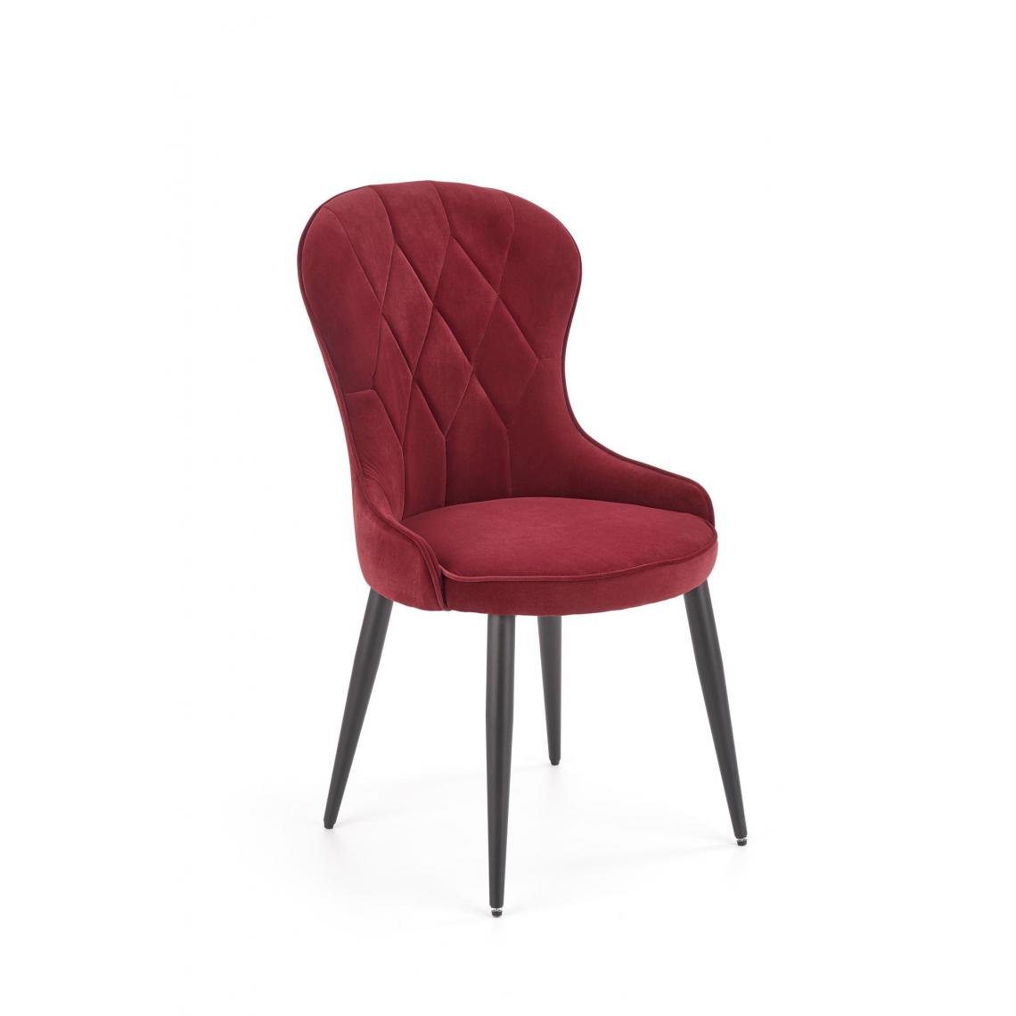 Hucoco - KADMOS - Chaise rembourrée style moderne salon/chambre - 92x58x52 - Pieds en acier - Meuble de salle à manger - Rouge - Chaises