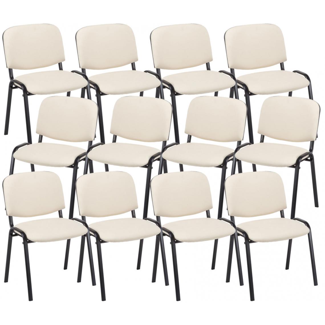 Icaverne - sublime Ensemble de 12 chaises visiteurs famille Bamako en cuir artificiel couleur crème - Chaises