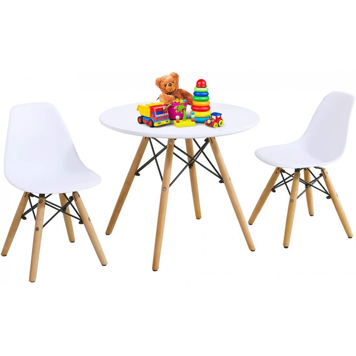 GIANTEX - GIANTEX Ensemble de Table et Chaises pour Enfants, Set de 1 Table et 2 Chaises pour Enfants, Fabriquez en MDF de Haute Qualité, Blanc - Tables à manger