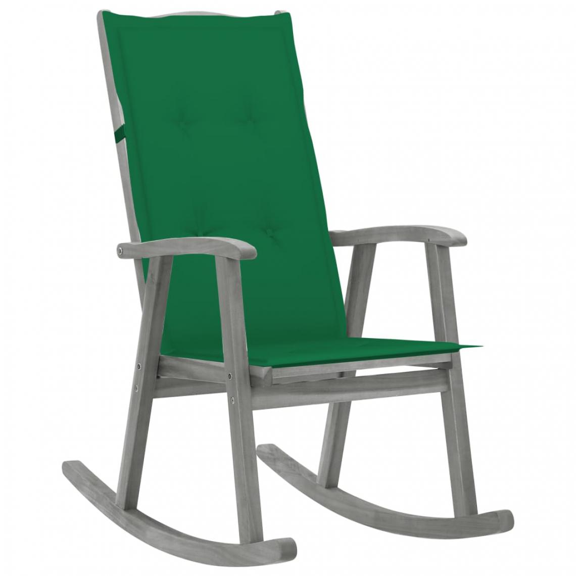 Uco - UCO Chaise à bascule avec coussin Gris Bois d'acacia massif - Chaises