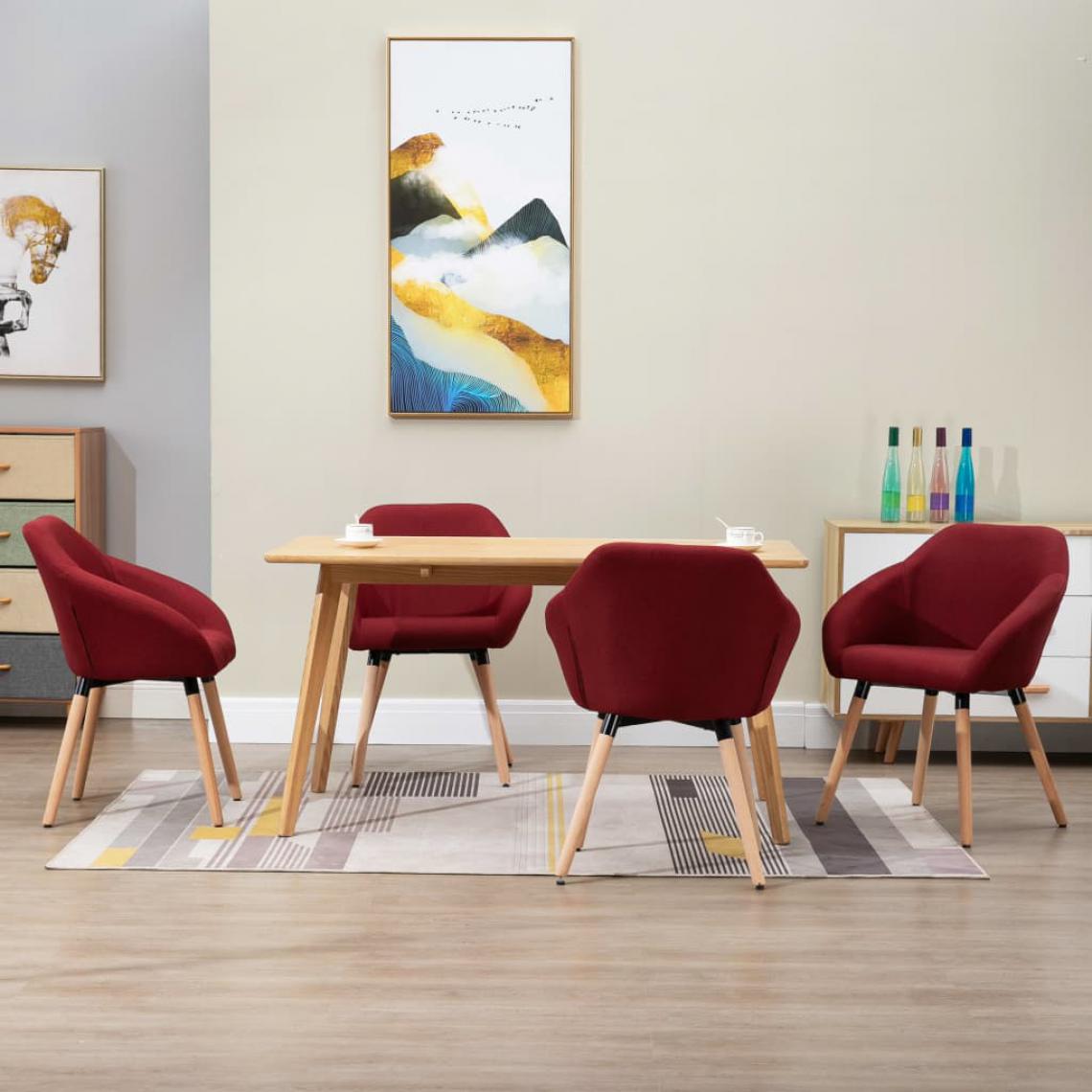 Icaverne - Stylé Fauteuils et chaises selection Budapest Chaises de salle à manger 4 pcs Rouge bordeaux Tissu - Chaises