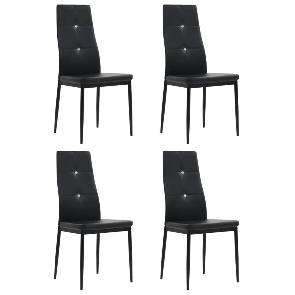 Vidaxl - Chaise de salle à manger 4pcs Cuir artificiel 43x43,5x96cm Noir - Meubles/Fauteuils/Chaises de cuisine et de salle à manger | Noir | Noir - Chaises