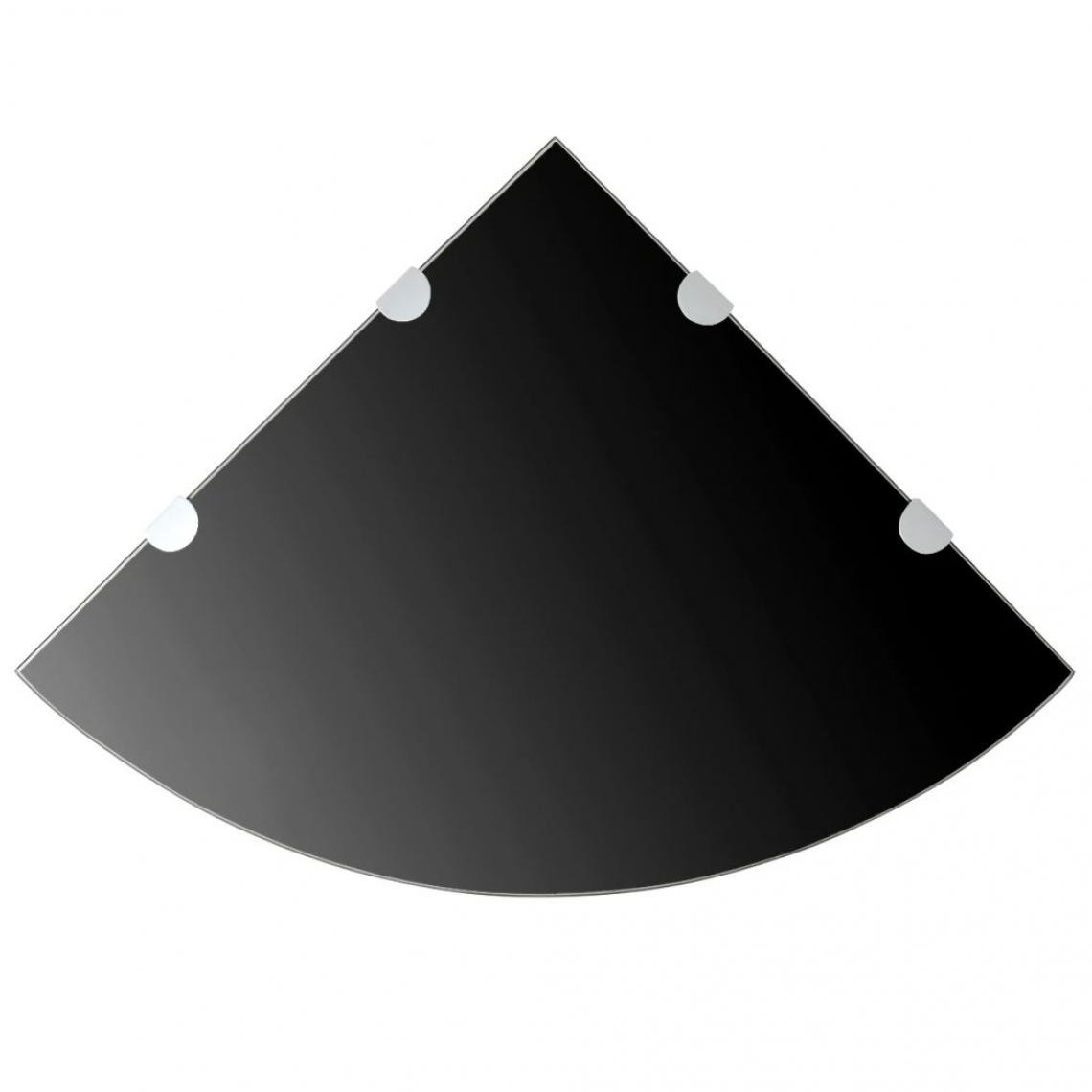 Sans Marque - Étagère de coin avec supports chromés Verre Noir 45 x 45 cm - Noir - Etagères
