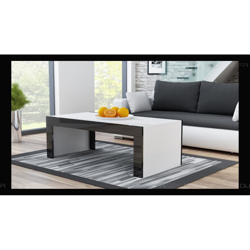 Dusine - Grande table basse Spider Blanc mat avec bordures noir laquées - Tables basses