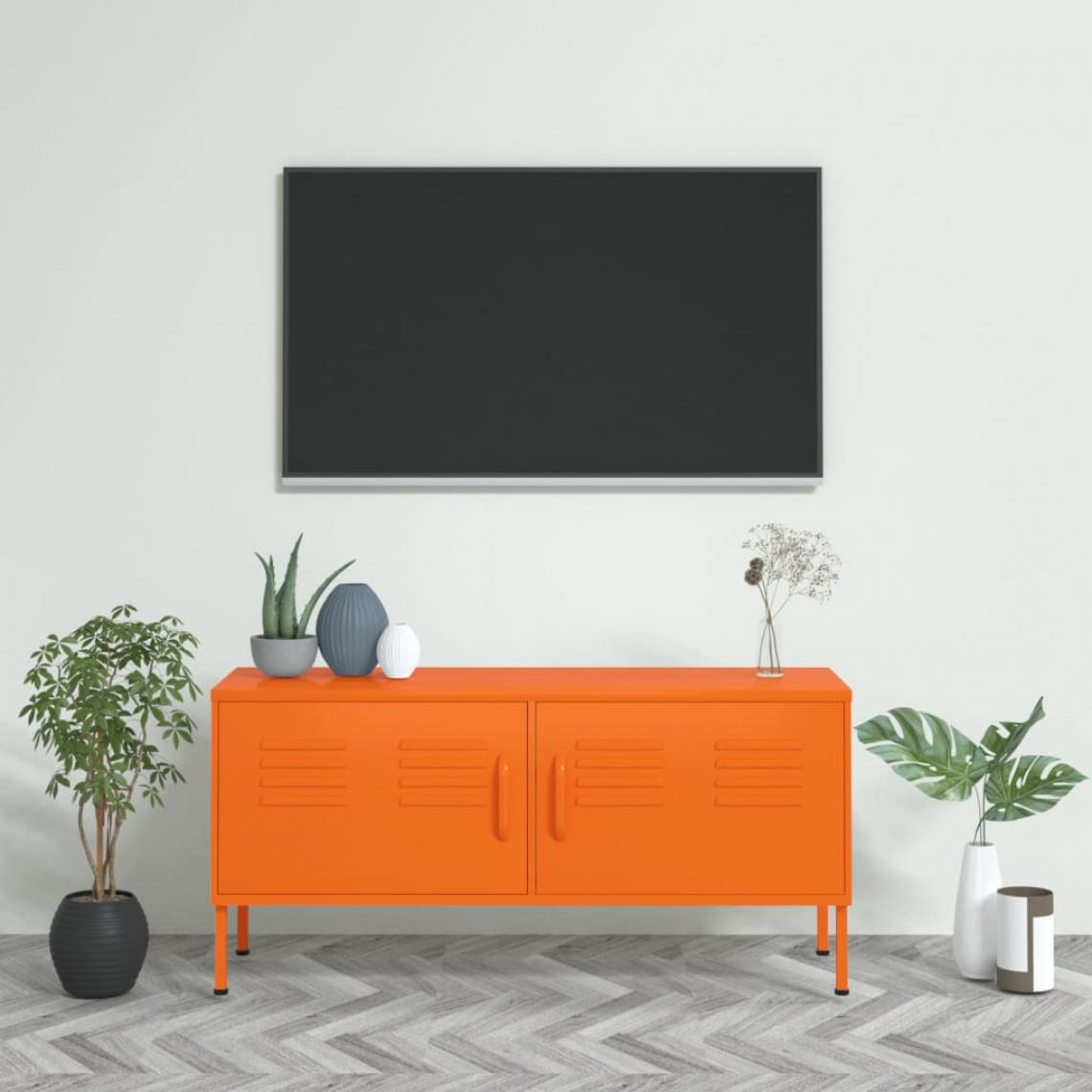 Vidaxl - vidaXL Meuble TV Orange 105x35x50 cm Acier - Meubles TV, Hi-Fi