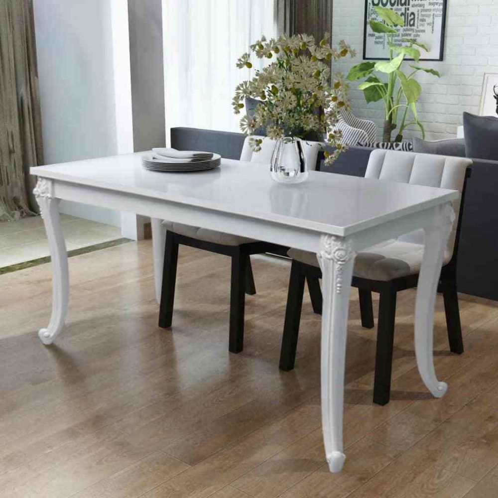 Vidaxl - vidaXL Table de salle à manger 116 x 66 x 76 cm Blanc haute brillance - Tables à manger