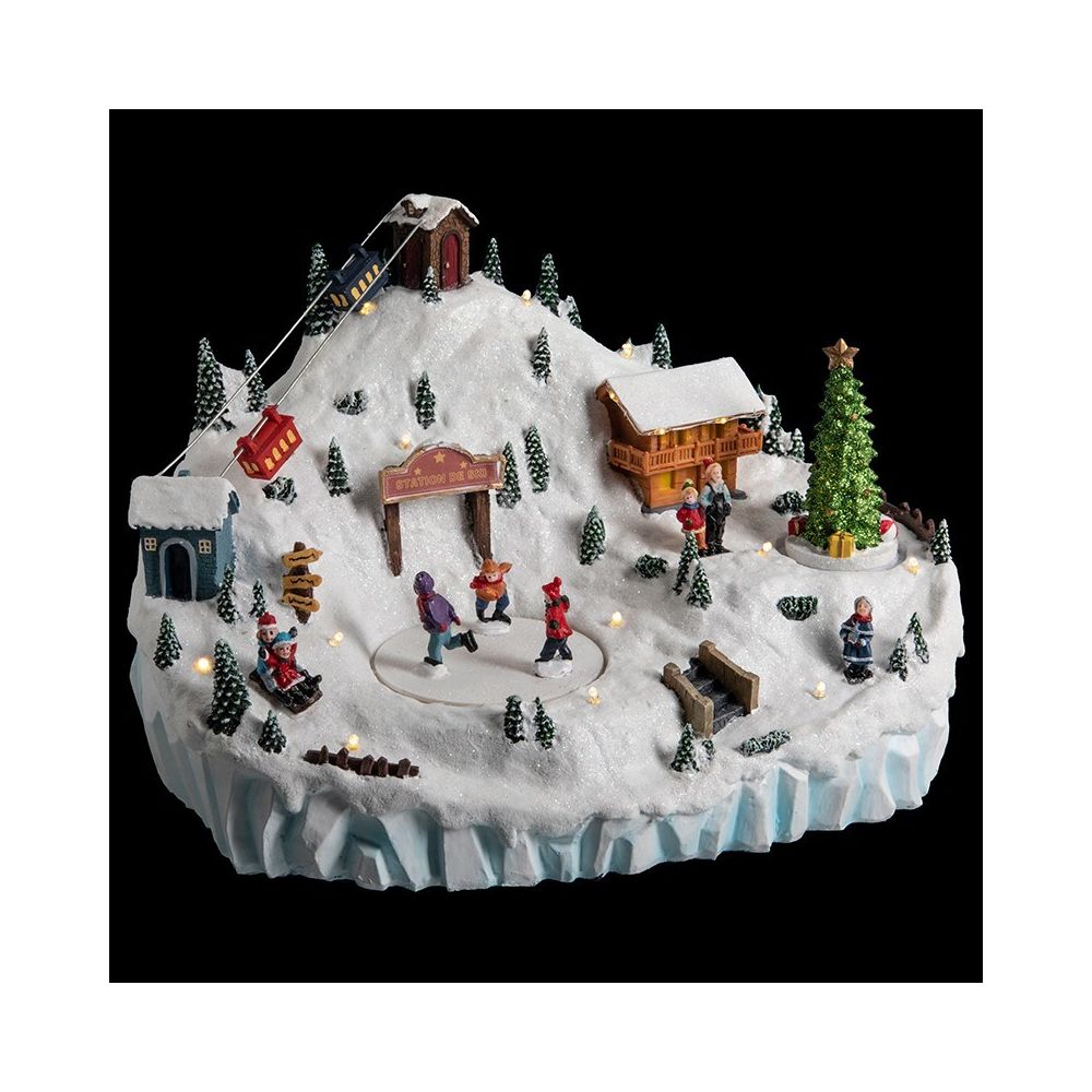 JJA - Déco Noël station de ski piles lumineux animé - Décorations de Noël