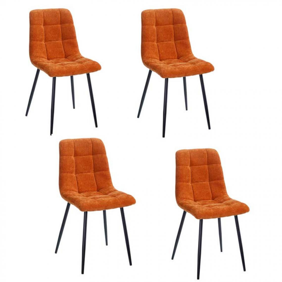 Tousmesmeubles - Quatuor de chaises Tissu/Métal Orange - MIPANDO - Chaises