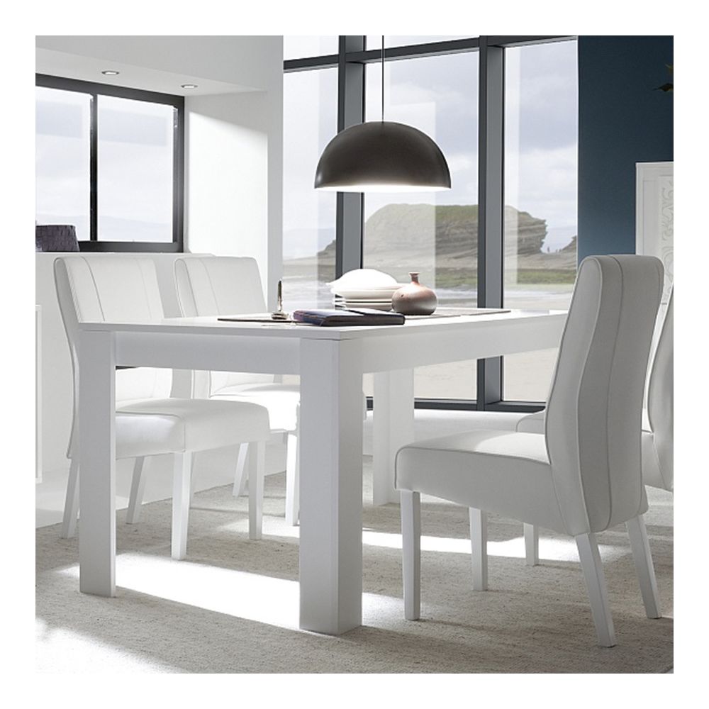 Happymobili - Table à manger blanc laqué mat design NEVADA - Tables à manger