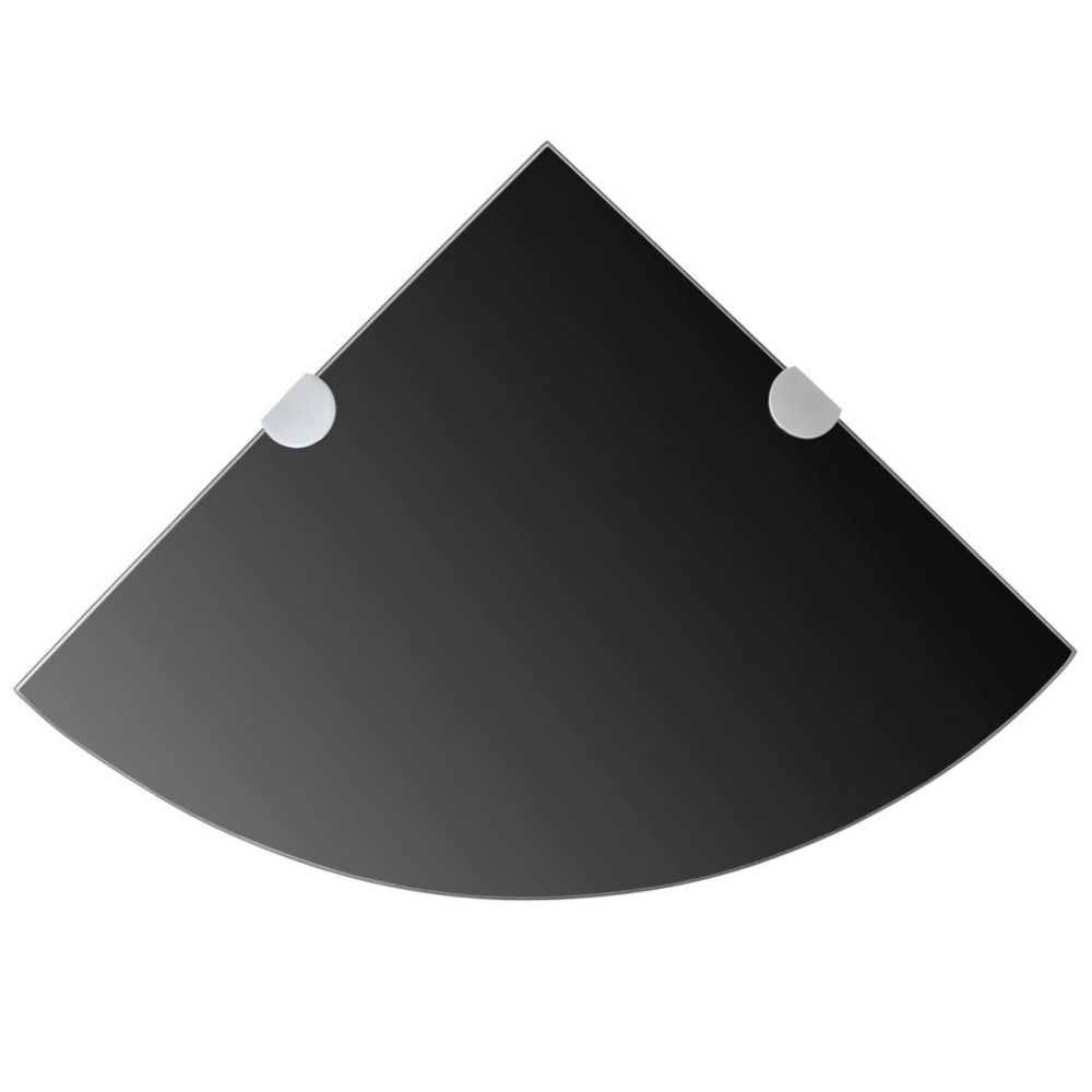 Vidaxl - vidaXL Étagère de coin avec supports chromés Verre Noir 25 x 25 cm - Etagères