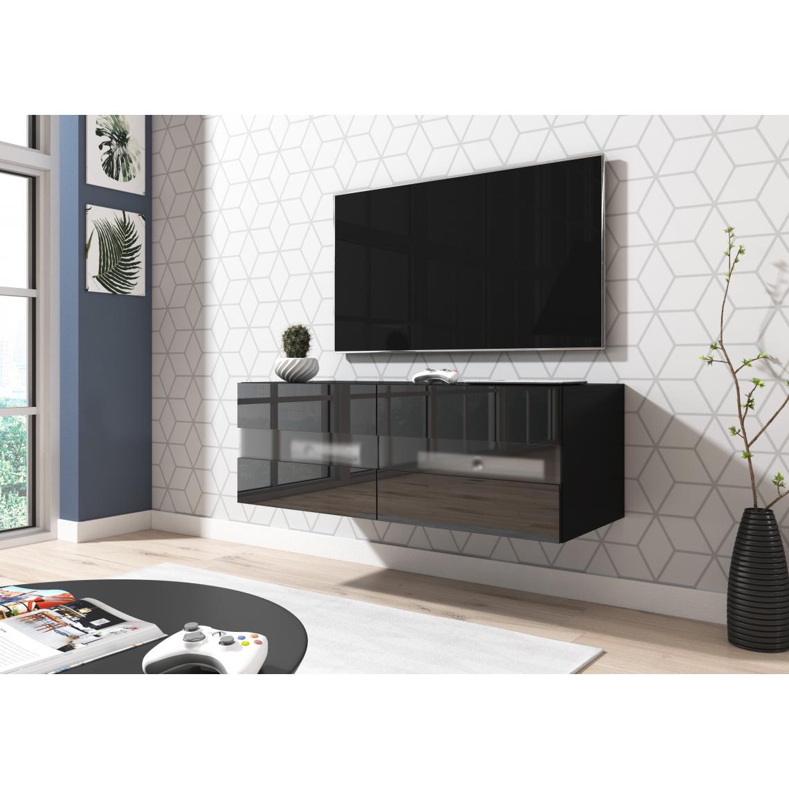 3xeliving - Moderne et fonctionnel RTV Murey noir 100 cm - Meubles TV, Hi-Fi