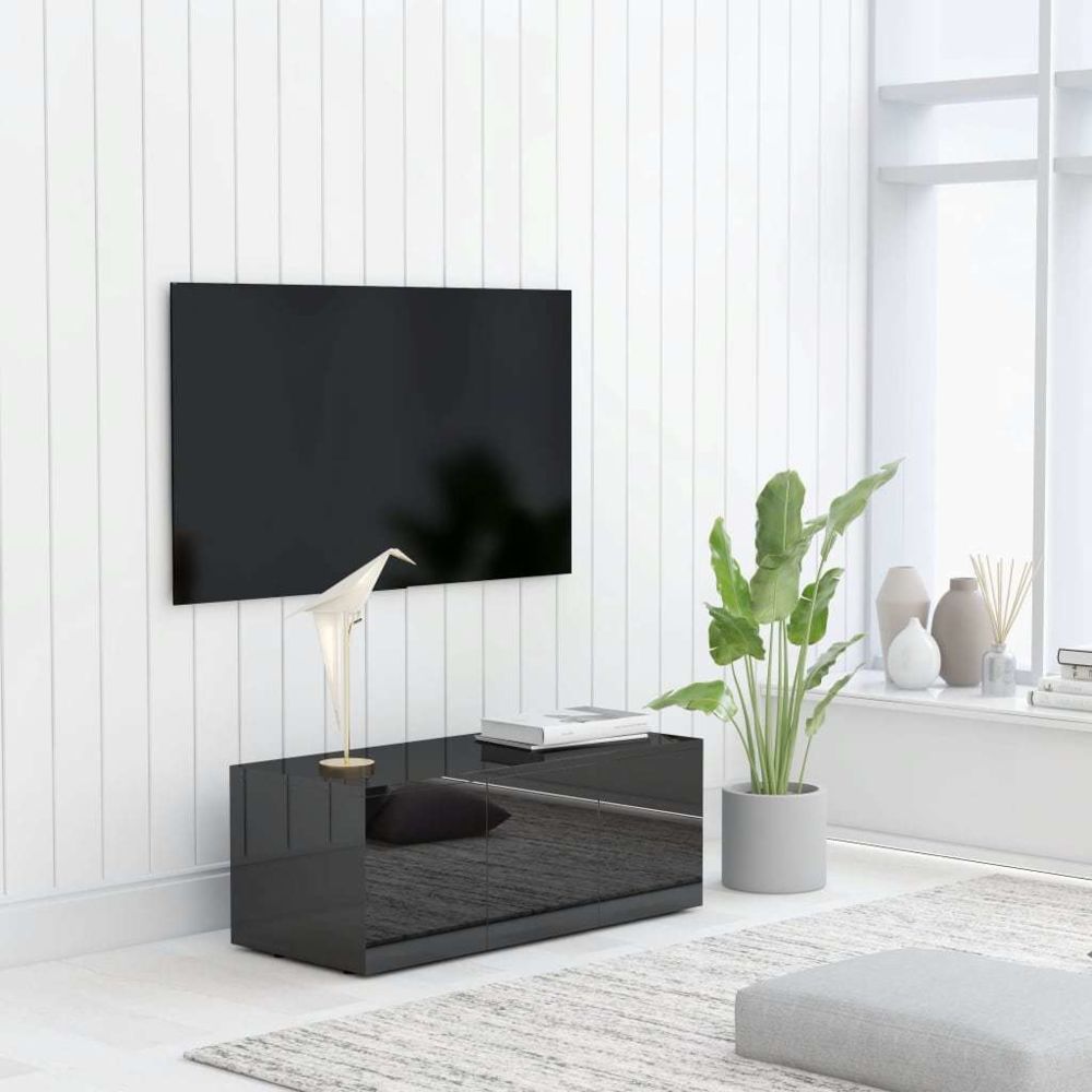 Uco - UCO Meuble TV Noir brillant 80x34x30 cm Aggloméré - Meubles TV, Hi-Fi
