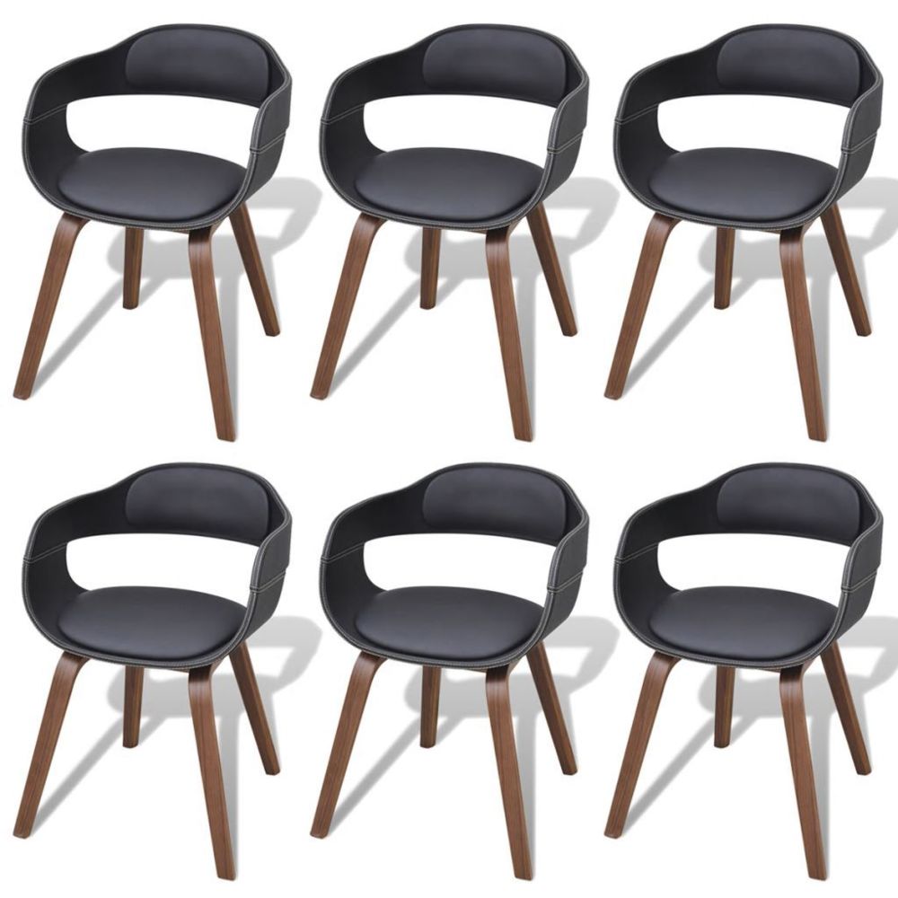 Vidaxl - Chaise de salle à manger 6 pcs Cadre en bois Cuir synthétique | Noir - Chaises